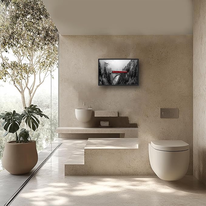 Olivine Train Large Wall Art, Black and White Pictures Wall Decor, Train Painting, Nature Landscape Canvas Prints, Framed Artwork for Dining Room Living Room Bedroom Bathroom Office Home 36"x24"