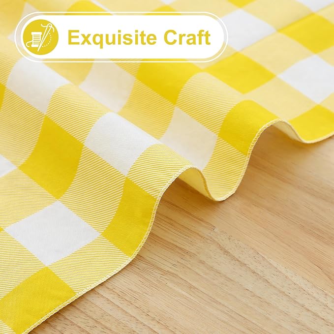 misaya Rectangle Waterproof Vinyl Table Cloth, Buffalo Flannel Backed Tablecloth, Wipeable Plastic Table Cover for Dinner, Kitchen, Outdoor (54" x 78", Yellow and White)