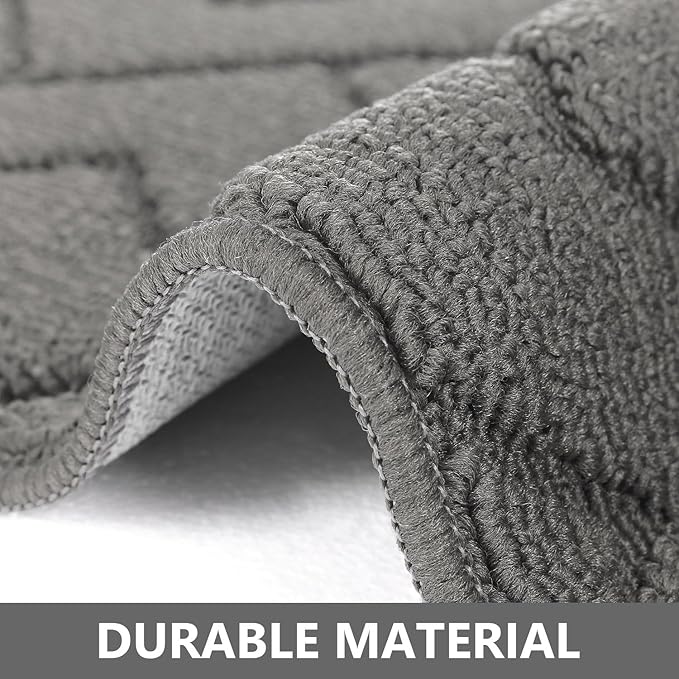 hicorfe Kitchen Rugs and Mats Sets,2 Pieces Super Absorbent Polypropylene Non-Slip Rug,Soft Comfort Floor Mat,Machine Washable for Kitchen,Hallway,Office,Sink,Laundry(20" x 31.5"+20" x 59",Grey)