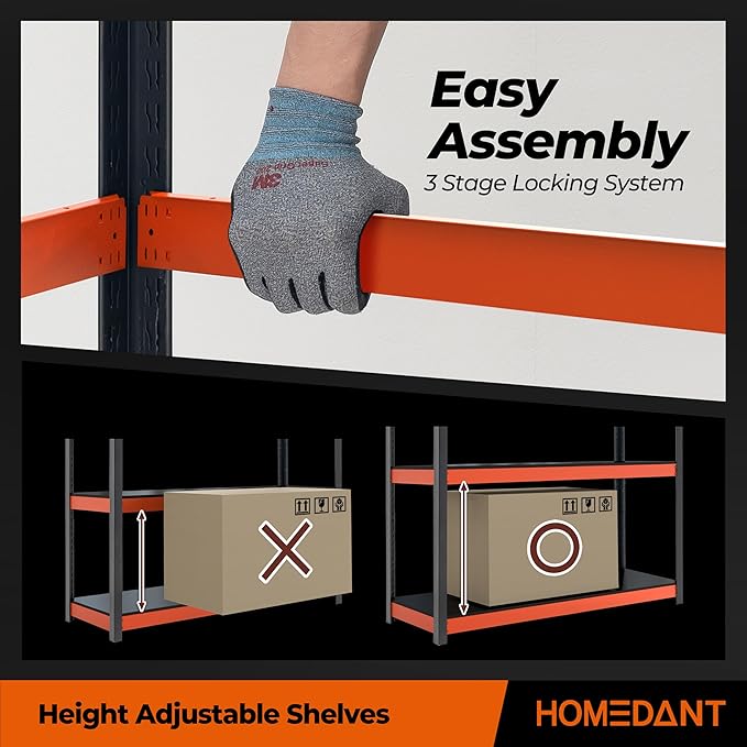HOMEDANT House 5-Tier Orange-Black 36.2" W x 16.5" D x 71.3" H Laminated Metal Shelving Unit Adjustable Storage Utility Rack Heavy Duty Shelves Organization Shelf Kitchen Garage Pantry Closet 1Pack