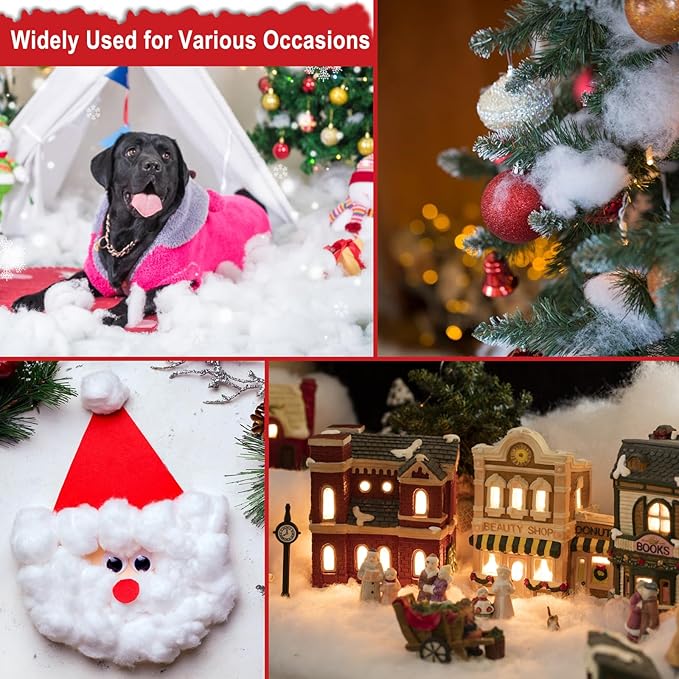 Apragaz Christmas Fake Snow Decoration, 0.7 LB Artificial Snow Fluffy Fake Snow Bulk Flame Resistant Indoor Snow for Winter Village, Nativity, Christmas Tree, Christmas Decoration