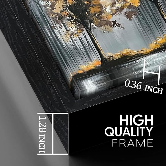 Gold Tree Canvas Hand Painted Wall Art for Living Room - Modern Office Artwork Wall Decor - Framed Wall Art for Bedroom Size 29" x 59"