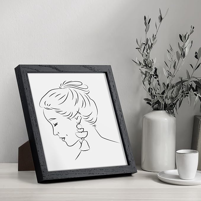 8x8 Picture Frames Black Set of 3, Solid Oak Wood 8”x8” Picture Frame Matted to 4”x4”,Square 8 x 8 Natural Wood Frame with Tempered Real Glass, Rustic 8x8 Photo Frame for Wall & Tabletop Display