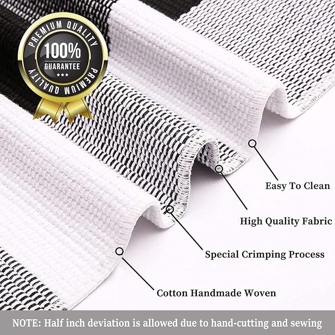 KOZYFLY Buffalo Plaid Area Rug 5 x 7 Ft Black and White Checkered Rug Washable Outdoor Patio Rugs Cotton Rugs for Living Room Carpet for Dining Room Bedroom Farmhouse Rug