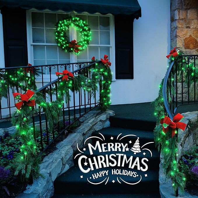 50-Count Green Christmas Tree Lights with Green Wire,13ft Incandescent Bulb Waterproof Fairy Lights,Plug in Mini String Lights for Holiday Decorations, Party, Xmas, Yard, Indoor & Outdoor