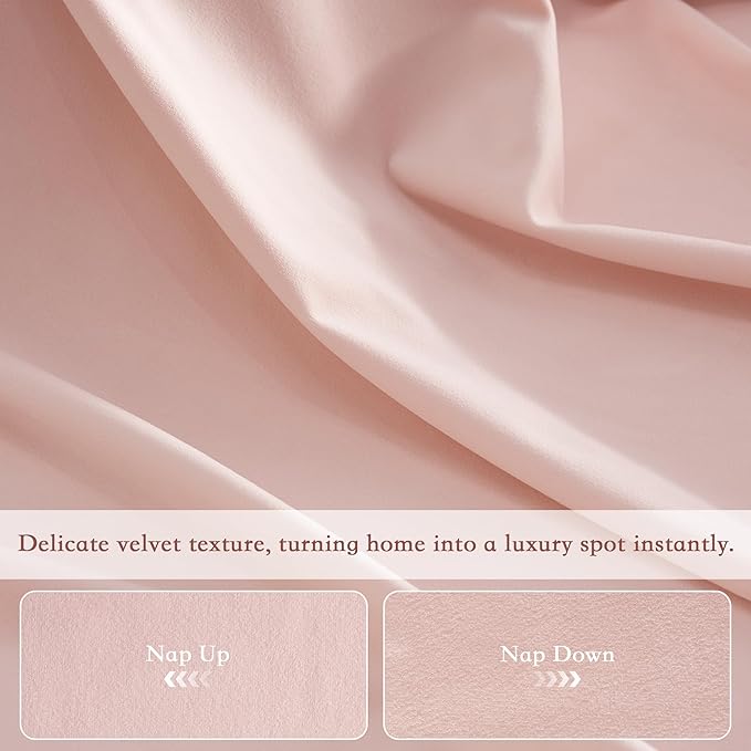StangH Baby Pink Velvet Curtains, 2 Panels - Luxury Window Drapes 52 x 108 Inches for Bedroom, Living Room & Home Theater - Room Darkening, Thermal Insulated, Super Soft with Rod Pocket & Back Tab