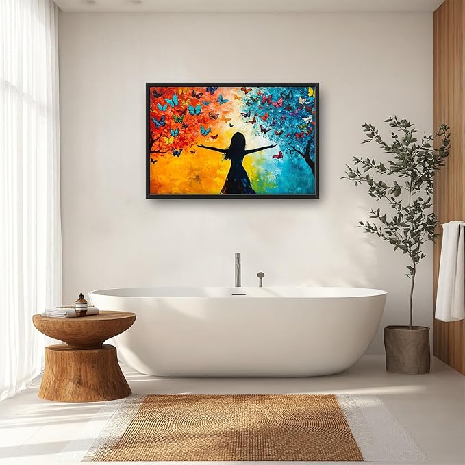 Framed Large Wall Art for Living Room, Colorful Butterfly Tree Canvas Wall Decor, Large Picture Framed Painting, Modern Artwork for Bedroom Office Home Decor 36L'' × 24W''