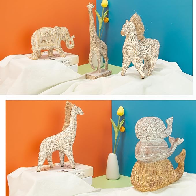Bohemian-Style Elephant Statue Modern Art Sculpture - Feng Shui Home Decor Ornament for Bedroom, Office, Living Room, Desk & Cabinet Display, 4.72 Inch Indoor Decorative Figurine
