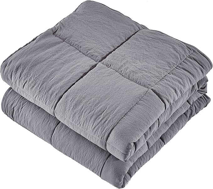 HIG 3pc Prewashed All Season Down Alternative Comforter Duvet Insert - Quilted Comforter with Corner Tabs -Box Stitched -250GSM Fiberfill Chic Farmhouse Style Bedding(Salomon,King,Gray)
