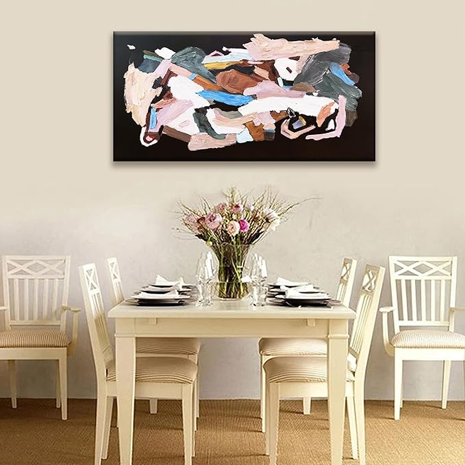 TAIJXAGSG Abstract Canvas Art Wall Decor Modern Minimalist Artwork Paintings Black Wall Art Prints Colorful Abstract Wall Art Line Art Bedroom Kitchen Office Bathroom Decor 20" × 40"