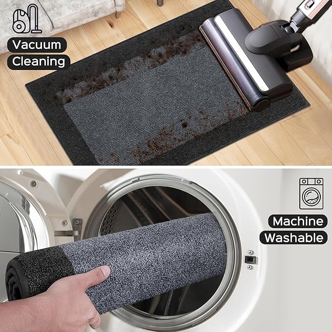 Machine Washable Runner Rug 32" x 96", Non Slip Kitchen Mat for Floor, Absorbent Entryway Rug for Kitchen, Bedroom, Living Room, Hallway, Door (Roll Packing)