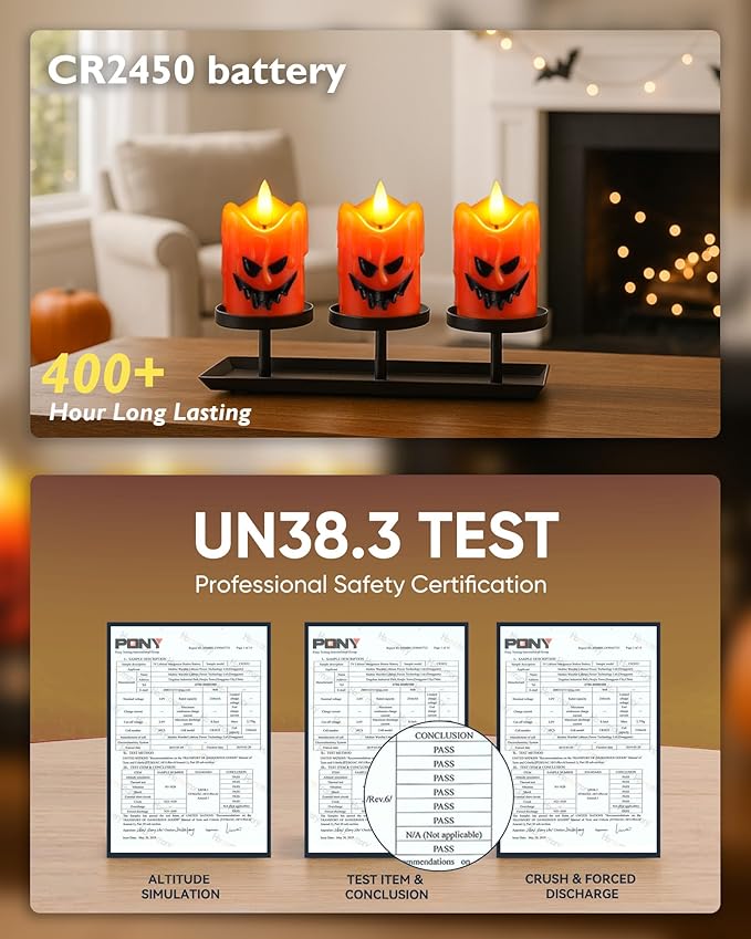 Homemory Orange Remote Control Flameless Candles, 400+Hour Real Wax Battery Operated LED Votive Candles, for Halloween Decorations, Theme Party, Wedding Table Decor, Thanksgiving Day Decor