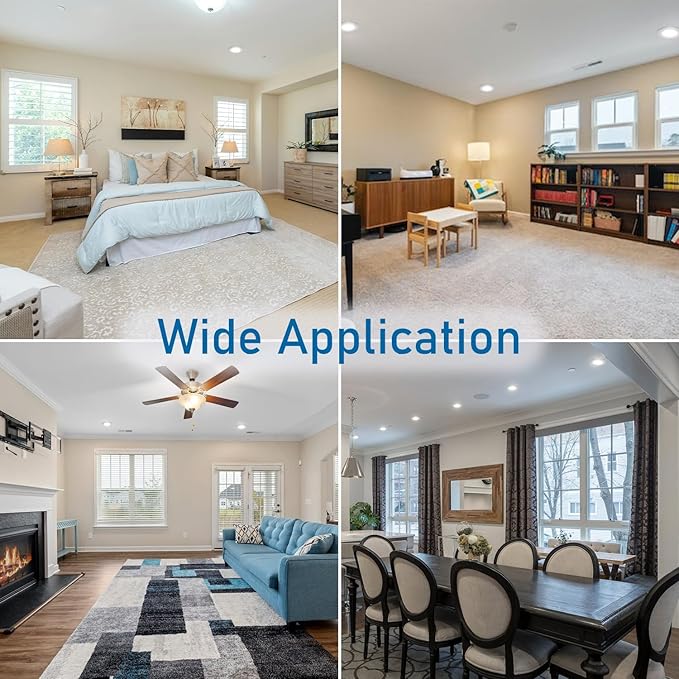 Jolux 5/6 Inch 5CCT Retrofit LED Recessed Lighting 6 Pack, Adjustable 5CCT 2700K-5000K, LED Replacement Can Lights,Dimmable,12=60W, E26 Base, Flat Trim,Easy Retrofit Downlight Installation.