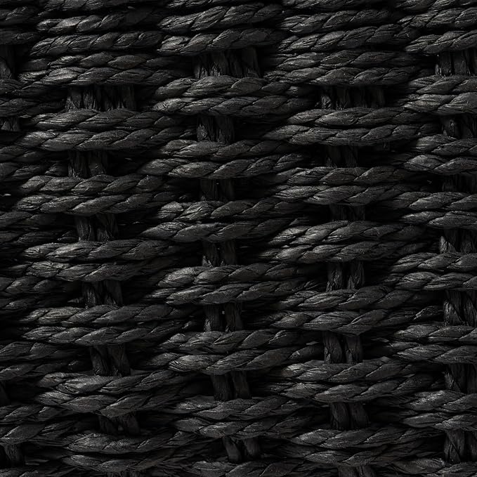 LA JOLIE MUSE Small Wicker Baskets for Organizing, Recycled Paper Rope Storage Basket Container Bins for Shelves Bathroom Cupboards Drawer, Decorative Square Basket Organizer Set of 3, Black