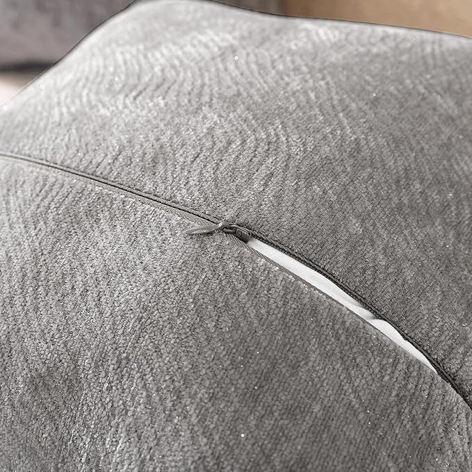 AVOIN colorlife Grey Chenille Throw Pillow Covers 18 x 18 Inch Set of 2, Soft Cozy Bound Edge Design Home Decor Cushion Case for Living Room Bed Sofa Coach