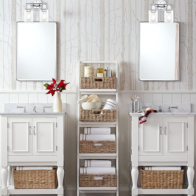 2-Light Chrome Bathroom Vanity Light Fixture Over Mirror,Chrome Vanity Lights for Bathrooms,2 Bulb Bathroom Wall Light Over Sink