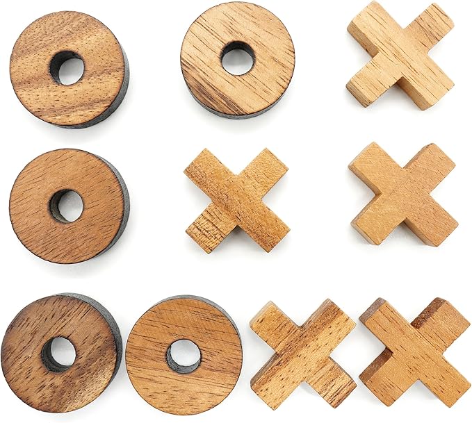 BSIRI Tic Tac Toe Wooden Board Games (Only X-O Pieces)- Unique Gifts, Fun Gifts for Kids and Adults and Use as Living Room Rustic Table Decor Ideal for Coffee Table Decor