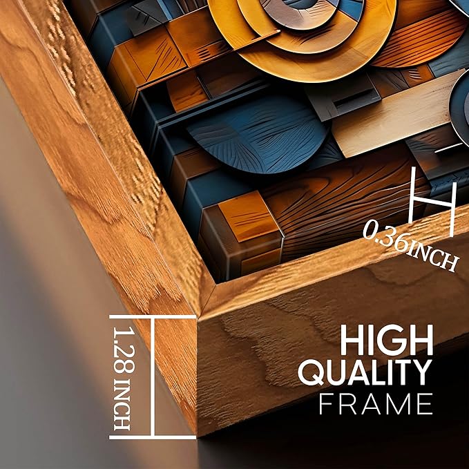 Abstract Paintings Wall Art for Living Room - Blue and Yellow Canvas Wall Decor for Office - Framed Wall Art Large Modern Size 29" x 59"