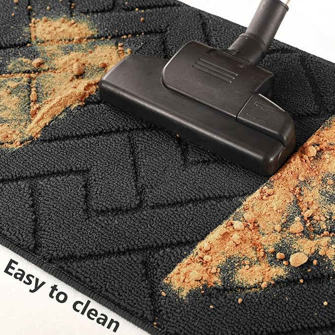 hicorfe Kitchen Rugs and Mats Sets,2 Pieces Super Absorbent Polypropylene Non-Slip Rug,Soft Comfort Floor Mat,Washable for Kitchen,Hallway,Office,Sink,Laundry(24" x 35"+24" x 71",Charcoal)