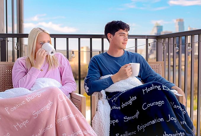 Compassion Blanket - Strength Courage Super Warm Hugs, Get Well Gift Blanket Plush Healing Thoughts Positive Energy Love & Hope, Cancer Support Gift for Women 50 x 65 (Pink, One Size)
