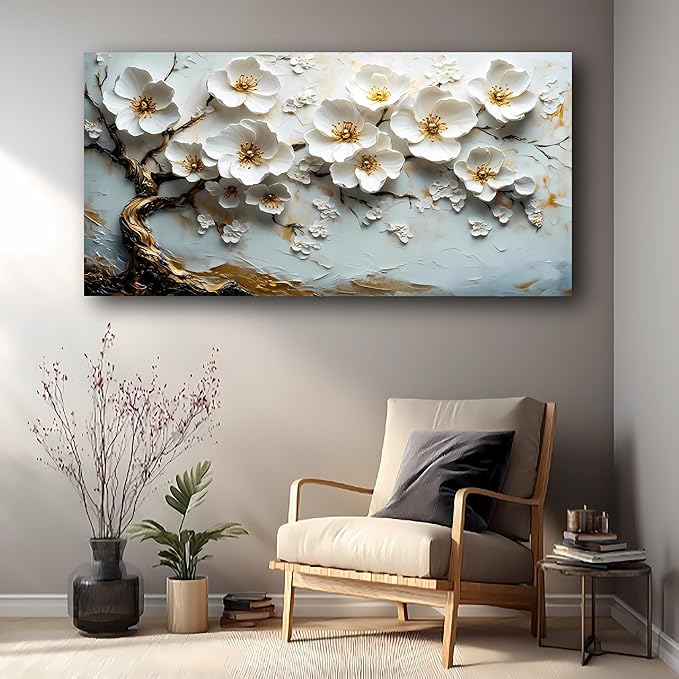 Abstract Wall Art Canvas Print Tree of Life Painting Flower Painting Decor Paintings Modern Style Living Room Bedroom Office Home Kitchen Decor Nature Landscape Artwork Wooden Frame 20x40 inch