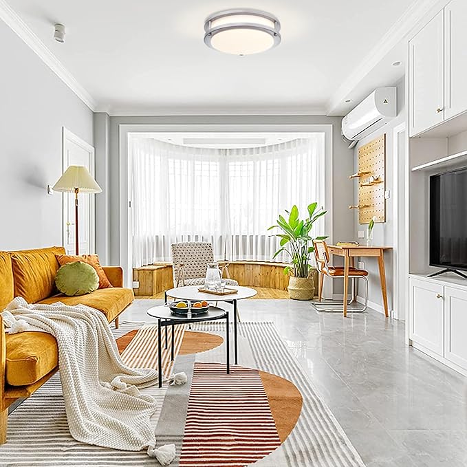 Brushed Nickel Ceiling Light, 10 Inch LED Ceiling Light Fixture for Bathroom,17W, 2700K/3000K/3500K/4000K/5000K Adjustable Ceiling Lighting for Bedroom Kitchen Hallway Living Room