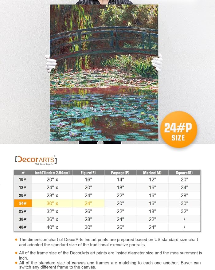 DECORARTS - Water Lily Pond 1900, Claude Monet Art Reproduction. Giclee Canvas Prints Wall Art for Home Decor 30x24