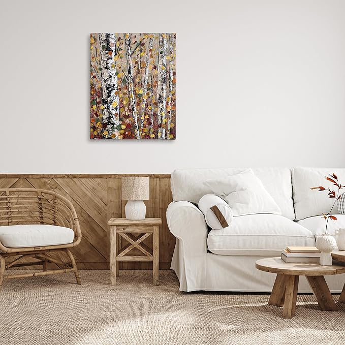 Stupell Industries Autumn Birch Trees Abstract Leaves Canvas Wall Art, Design by Jen Seeley