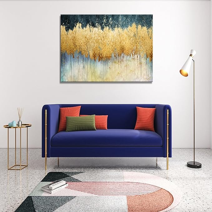 XXMWallArt FC2681 Canvas Wall Art Abstract Golden Forest Painting Modern Decor Abstract Canvas Prints for Living Room Bedroom Kitchen Home and Office Wall Decor