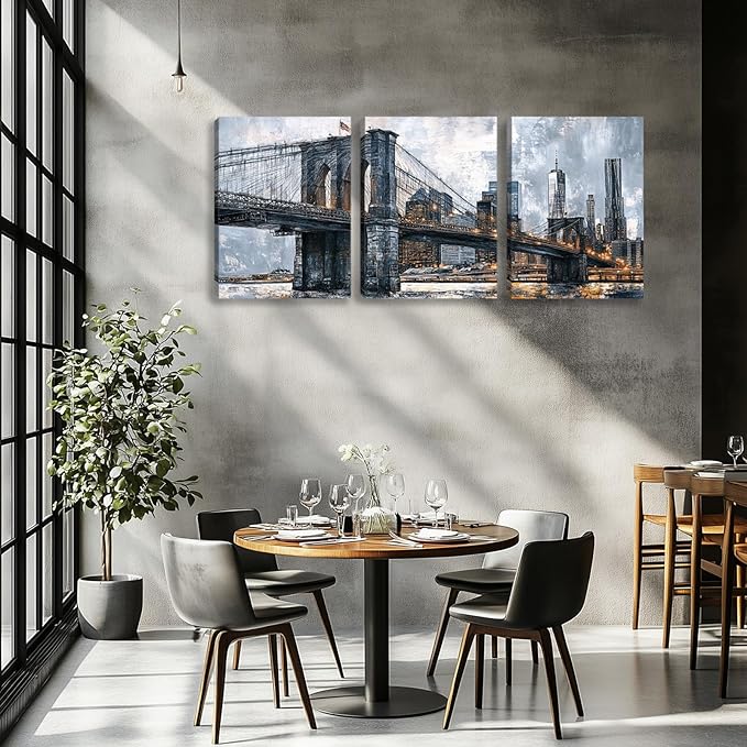 3 Pieces Canvas Wall Art Framed Canvas Paintings Picture Posters Prints Landscape Wall Art Decor for Living room Bedroom Home Office Wall Decor Framed Wall Art (36''W x 16''H)