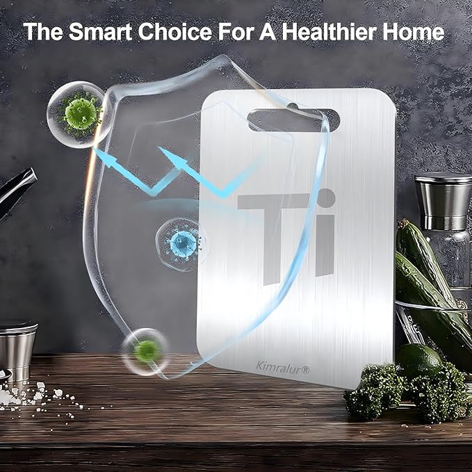Titanium Cutting Board, Double Sided Titanium Cutting Boards for Kitchen, Non Toxic Non Slip, Chopping Board, Dishwasher Safe, Easy to Clean