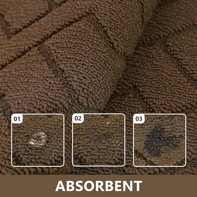 hicorfe Kitchen Rugs and Mats Sets,2 Pieces Super Absorbent Polypropylene Non-Slip Rug,Soft Comfort Floor Mat,Washable for Kitchen,Hallway,Office,Sink,Laundry(24" x 35"+24" x 71",Dark Brown)
