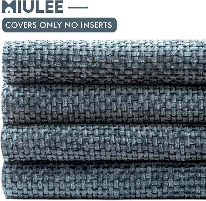 MIULEE Pack of 4 Couch Throw Pillow Covers 18x18 Inch Navy Blue Soft Decorative Chenille Pillow Covers Farmhouse Accent Cushion Covers for Boho Home Decor Sofa Bedroom Living Room