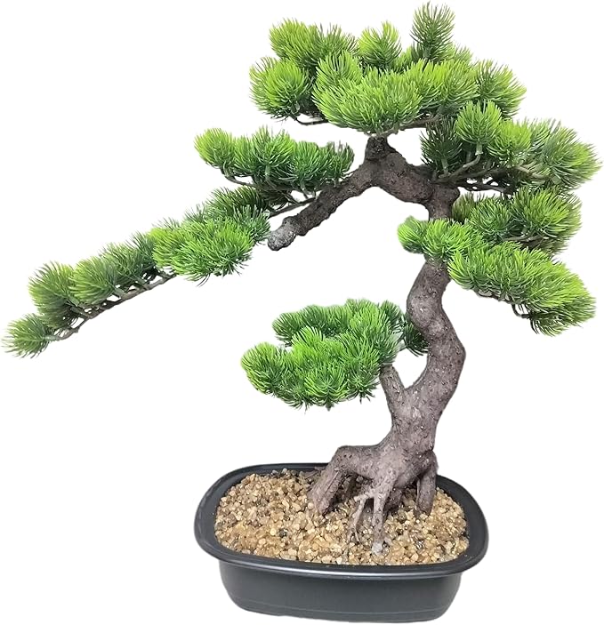 Artificial Bonsai Plant, Large Faux Juniper Plants 20 inch, Faux Potted Pine Plants Indoor Decor for Office Desk Home Table, Greenery Desktop Bonsai Tree for Room Decorations, Tall 20"