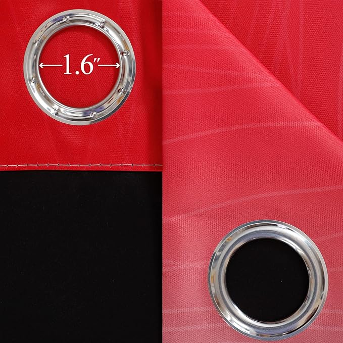 Estelar Textiler Ombre Red and Black Curtains 63 Inch Length 2 Panels, 100% Blackout Curtains for Living Room, Grommet Thermal Insulated Drapes, Full Light Blocking Curtains for Bedroom, 42x63 Inch