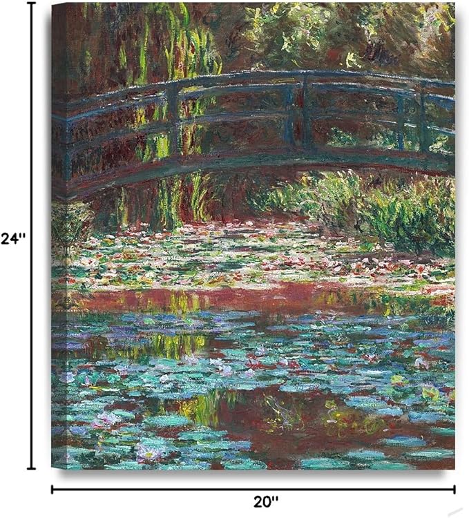 DECORARTS - Water Lily Pond 1900, Claude Monet Art Reproduction. Giclee Canvas Prints Wall Art for Home Decor 20x24''