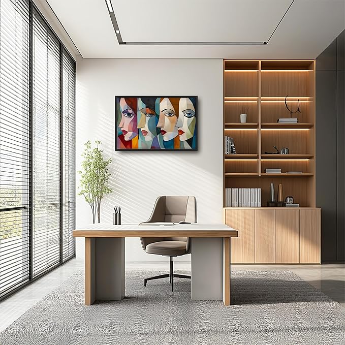 Lovira Abstract Women Face Large Wall Art Canvas Wall Decor Pictures Prints Painting Framed Modern Vertical Artwork for Living Room Bedroom Bathroom Office Woman 24"x36"