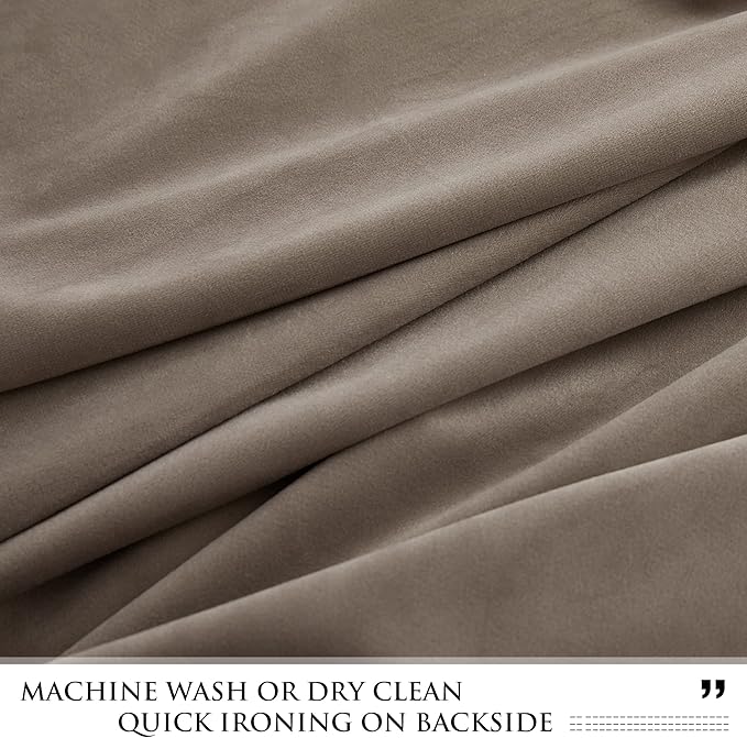 StangH Extra Wide Taupe Velvet Curtains Farmhouse Sliding Door Curtains for Bedroom, 62x90 inches Light Dimming Drapes Privacy Added for Nursery Soundproof Panels for Porch, 2 Panels