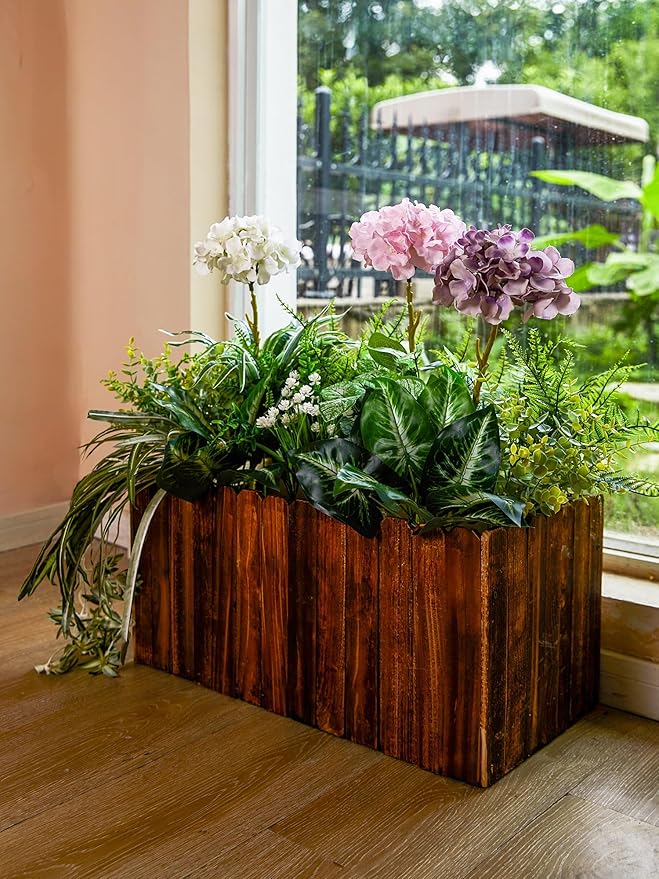 PARTY JOY 18 Bunches Fake Plants Outdoor, Fake Bushes UV Resistant Artificial Flowers Hydrangea Flowers Greenery Shrubs Faux Greenery for Outdoor Garden Patio Front Porch Yard Decor