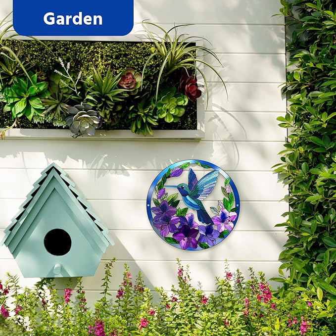 Zoihet Metal Hummingbird Wall Art Decor- Outdoor Wall Art for Patio, Garden and Fence Decorations, Bird Wall Silhouette Indoor and Outdoor Hanging