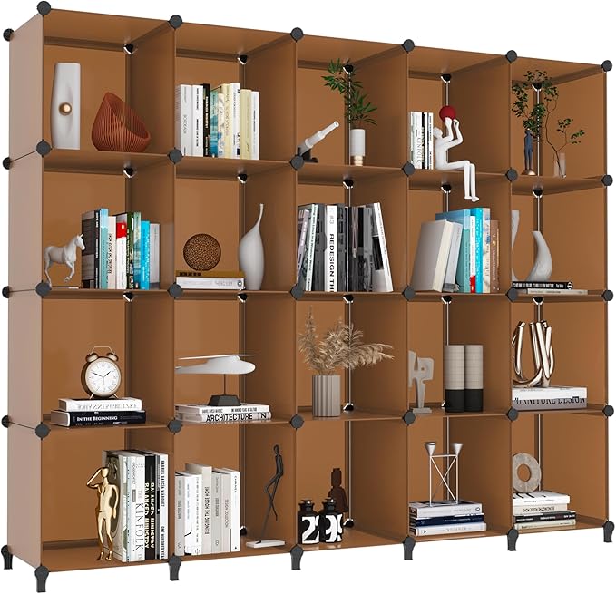 HOMIDEC 20-Cube Storage Organizer, Closet Organizer Storage Shelf Bookcase Bookshelf with Metal Hammer, Storage Cubes Organizer Cabinet for Kids, Closet, Bedroom, Bathroom