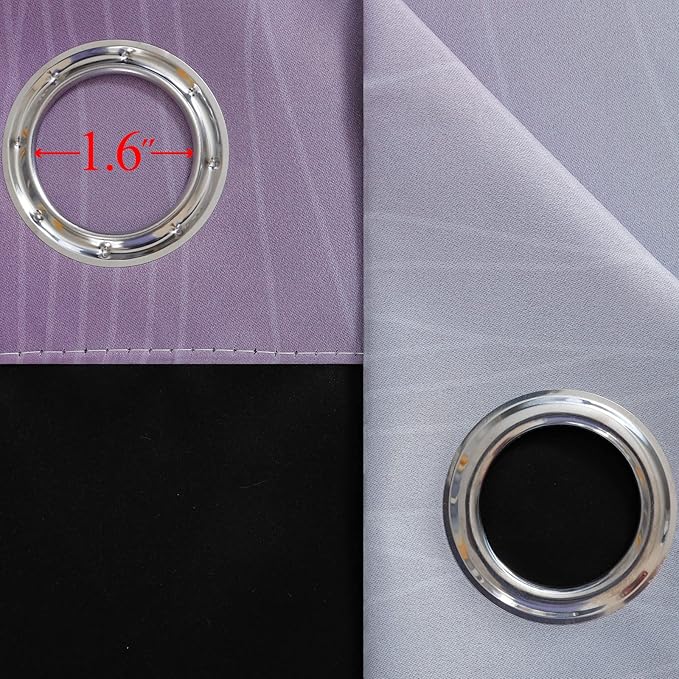 Purple and Grey Blackout Curtains 45 Inches Long,Ombre and Wavy Line Pattern 100% Blackout Curtains for Bedroom,Full Light Blocking Grommet Thermal Insulated Drapes for Kids Room, 52x45 Inch, 2 Panels