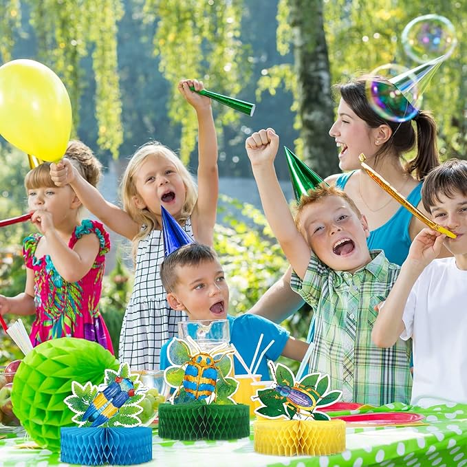 9 Pcs Summer Bugs Party Decorations Bug Themed Honeycomb Centerpiece Insect Table Toppers for Baby Shower, Birthday Supplies