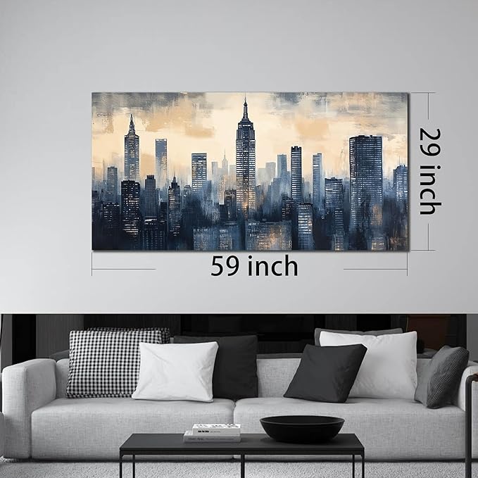 New York Art Wall Decor - Modern Canvas Wall Art Living Room - Large City Wall Art for Bedroom Size 29" x 59"
