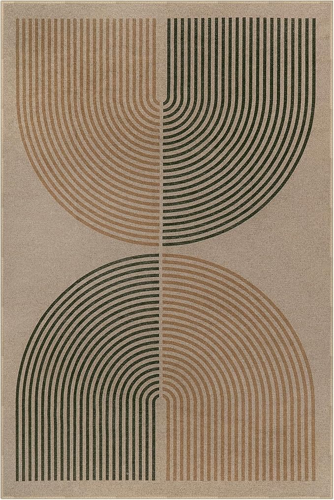 Lahome Modern Rainbow Easy Jute Rug, 6x9 Rug for Living Room Washable Indoor Outdoor Patio Rug, Farmhouse Rug for Bedroom Non Slip Contemporary Carpet for Backyard Deck Office Decor