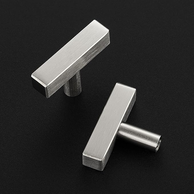 10 Pack Silver Cabinet Knobs - Sqaure Bar Cabinet Pulls Brushed Nickel Knobs for Kitchen Cabinet Drawer Stainless Steel Dresser Knobs for Cabinet Hardware 2in Length Single Hole