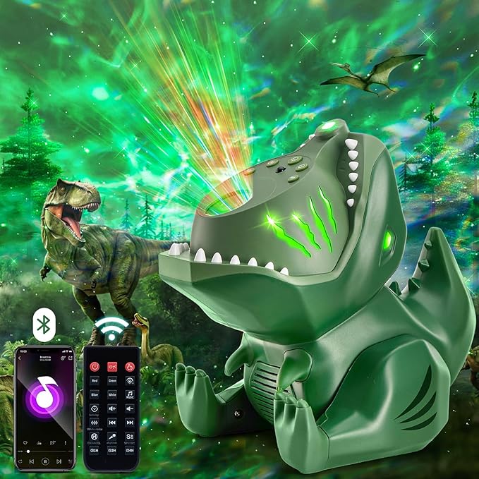 Dinosaur Galaxy Projector for Bedroom,144 Lighting Modes Star Projector for Kids Galaxy Lights for Bedroom, 22 White Noise+5.3 HiFi Bluetooth+Remote Speaker Stars for Ceiling