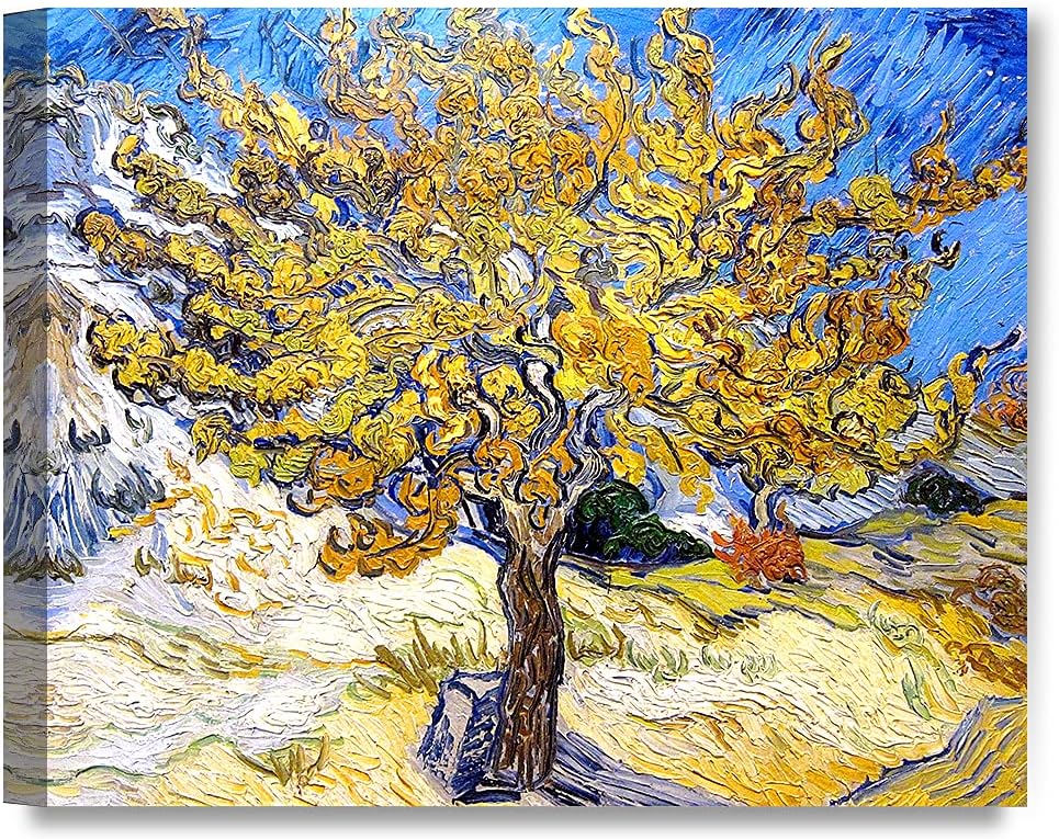 DECORARTS - The Mulberry Tree, Vincent Van Gogh Art Reproduction. Giclee Canvas Prints Wall Art for Home Decor 30x24