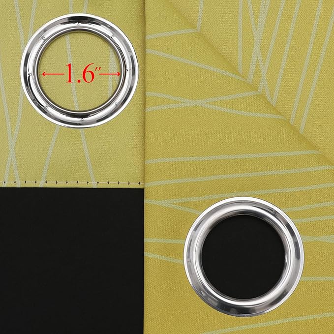 Estelar Textiler Ombre Yellow and Greyish White Blackout Curtains 96 Inches Long for Sliding Door, Gradient Thermal Insulated Full Light Blocking Grommet Blackout Drapes for Bedroom, 52Wx96L, 2 Panels