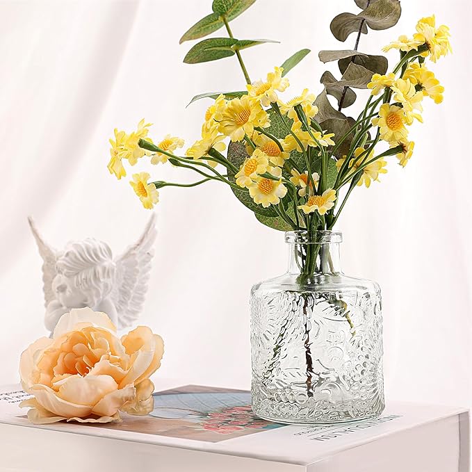 Arme 4 Pcs Bud Vases,Small Flower Vases Glass Vases for Flowers Mini Vases Glass Bud Vases Set for Centerpieces,Small Glass Vases Vintage Little Vases for Home Wedding Decor